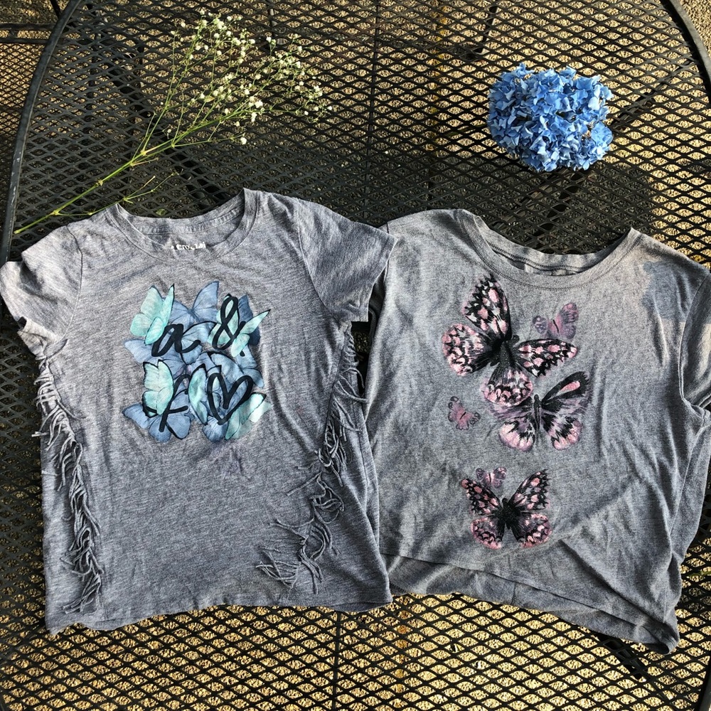 Abercrombie Girl’s Grey Butterfly Shirts 2 Set